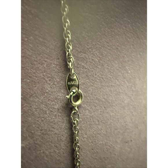 Vintage Avon Faux Pearl Cabochon Reversible Etched Necklace Silvertone - Picture 3 of 3